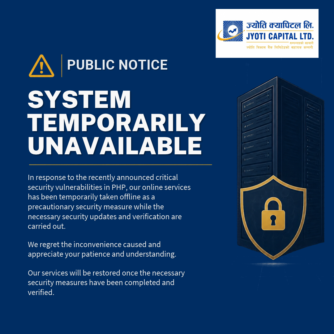 Jyoti Capital system availability notice